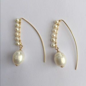 14k gold filled earrings white fresh water pearl